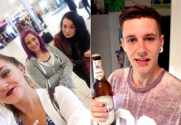 As três garotas confrontaram o namorado 
em aeroporto de Londres (Foto: Reprodução/Twitterl)