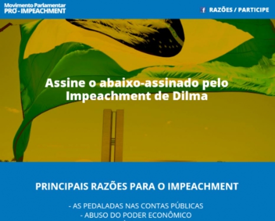 Movimento da Câmara lança site pró-impeachment

Movimento da Câmara lança site pró-impeachment