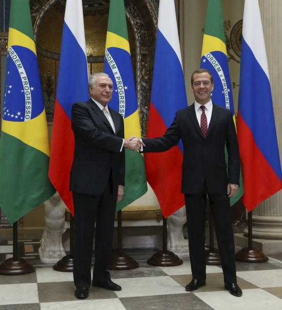 Temer e o primeiro-ministro da Rússia, Dmitri Medvedev