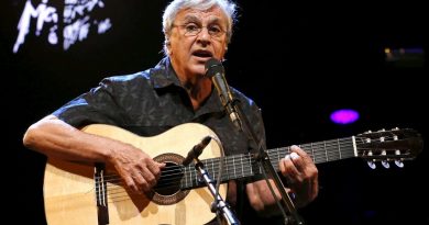 Brazilian musician Caetano Veloso performs during their "Two Friends, a Century of Music" show with Gilberto Gil (not pictured)  during the 49th Montreux Jazz Festival in Montreux, Switzerland, July 15, 2015. REUTERS/Denis Balibouse

FOR EDITORIAL USE ONLY. NOT FOR SALE FOR MARKETING OR ADVERTISING CAMPAIGNS - RTX1KFVE