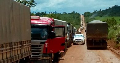 Caminhões parados na rodovia BR 163 no Pará (Foto Adelar Belling)