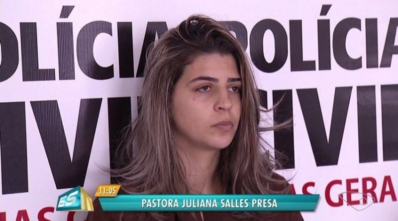 Pastora Juliana Sales Alves presa em Minas Gerais por omissão no caso da morte de filhos em incêndio no Espírito Santo (Foto: Umberto Lemos / InterTV)