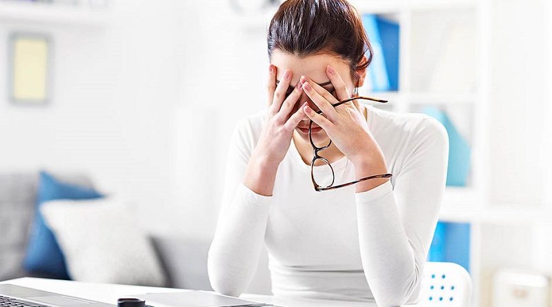 Woman working in her home office