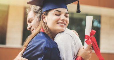 Graduated student hugging her father