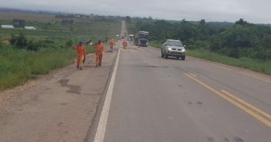 Concessionaria tapa buracos na rodovia BR 163 (foto:Jornal Folha do Progresso)