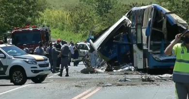 Ônibus e caminhão colidem em sp