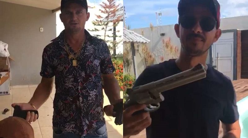 Polaquinho exibiu armas, munição fuzil e ameaça invadir área no garimpo do Cripurizão em Itaituba (Foto:Reprodução)