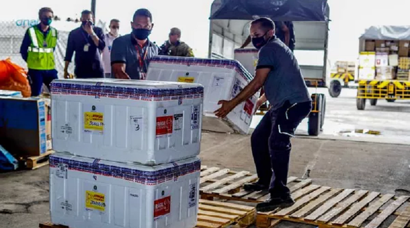 61 mil doses das vacinas AstraZeneca, da Oxford, chegaram ao Pará — Foto: Agência Pará