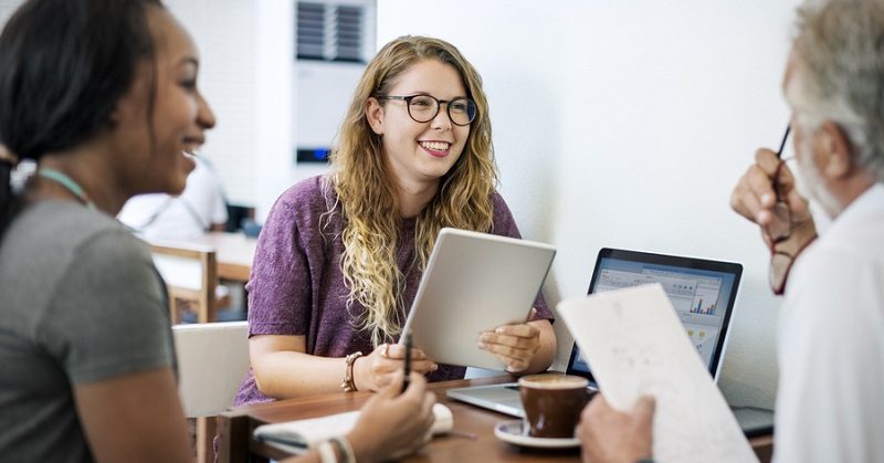 Friends Working Discussion Meeting Sharing Ideas Concept