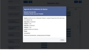 Na agenda de Bim, o registro da conversa com o deputado Passarinho.