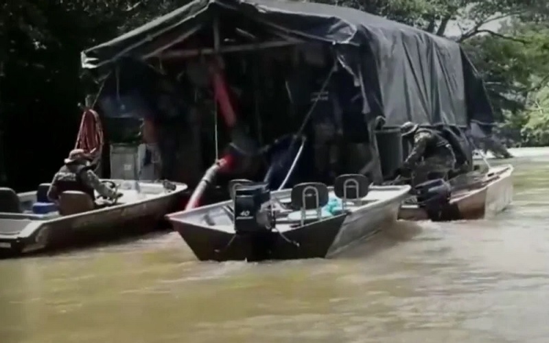 Operação contra o garimpo ilegal em (Foto:PM GO)