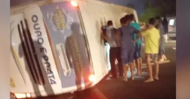 Ônibus da empresa Ouro e Prata capotou na rodovia(Foto: Reprodução)