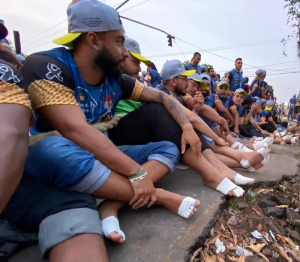 Cordeiros aguardando a saída da imagem — Foto: Kamila Andrade/g1