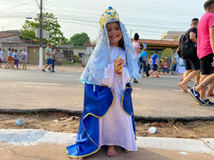 Mary Angel vestida de Nossa Senhora da Conceição — Foto: Kamila Andrade