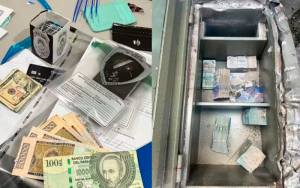 Cofre e dinheiro apreendido no Amazonas — Foto: SSP-AL