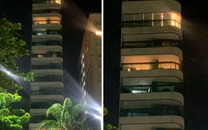 Robinho foi preso em um prédio no bairro Aparecida, em Santos, onde tem um apartamento na cobertura — Foto: Addriana Cutino/g1