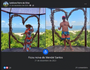 Vítima anuncia noivado em dezembro de 2023 — Foto: Reprodução