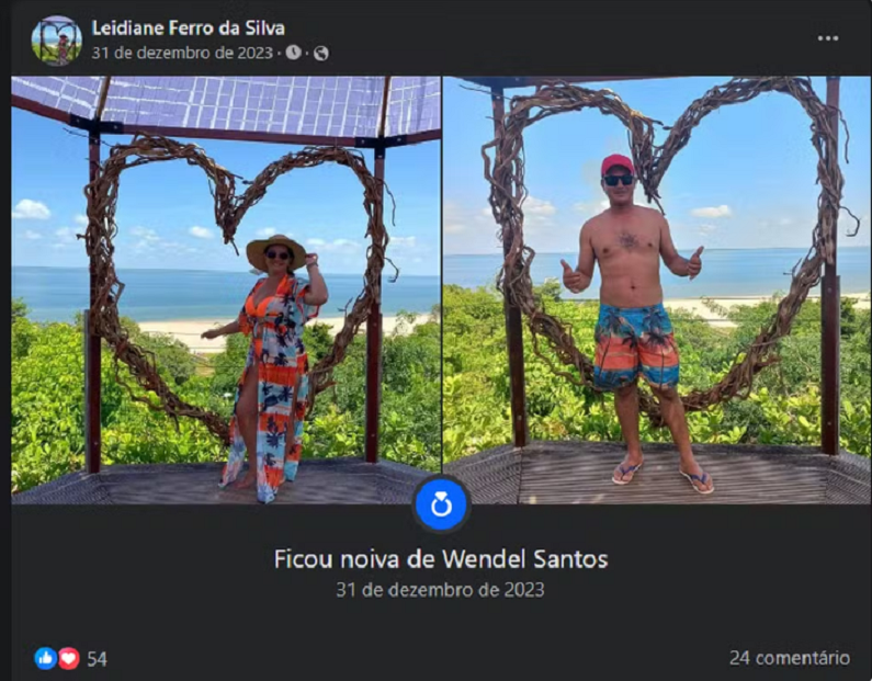 Vítima anuncia noivado em dezembro de 2023 — Foto: Reprodução