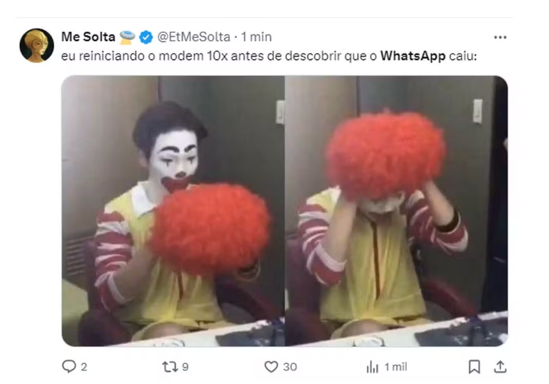 WhatsApp e Instagram apresentam instabilidade nesta quarta-feira (03) — Foto: Reprodução/Twitter