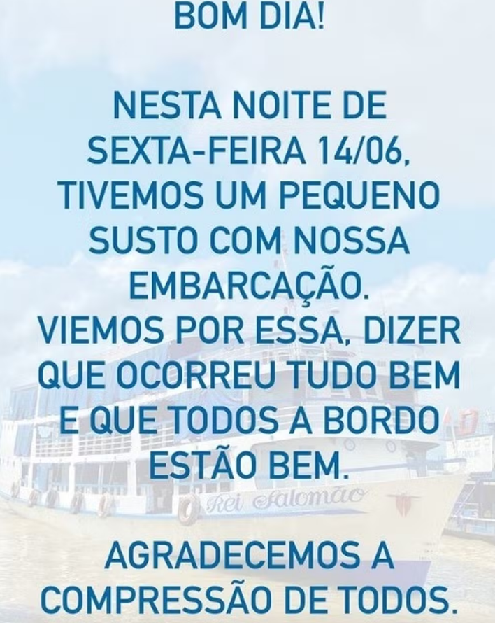 Navio deve chegar neste sábado em Portel, no arquipélago do Marajó. — Foto: Reprodução/Redes Sociais