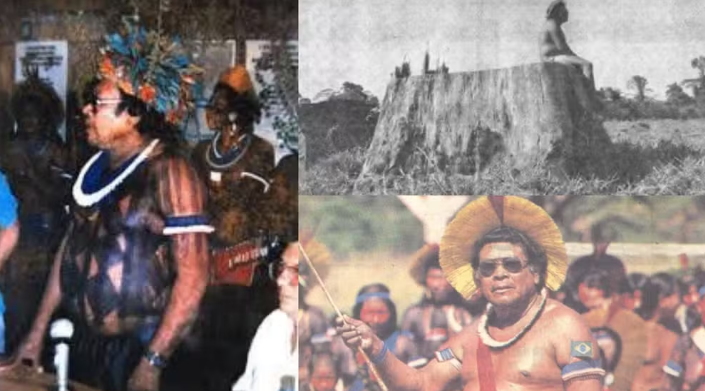 Cacique Kayapó Tutu Pompo, avô da cacica Kôkônhyjtí — Foto: Reprodução/Acervo Pessoal