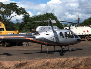 O helicóptero usado pelo empresário Jamil tem a logo da empresa GR Amorim, do grupo empresarial de sua família. Foto: reprodução.