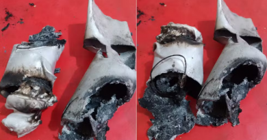 Objeto não identificado cai do céu, atinge telhado e assusta moradores, no bairro Náutica III, em São Vicente (SP) — Foto: Michel Ramos dos Santos