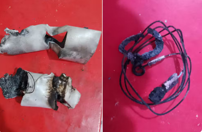 Objeto não identificado cai do céu, atinge telhado e assusta moradores, no bairro Náutica III, em São Vicente (SP) — Foto: Michel Ramos dos Santos