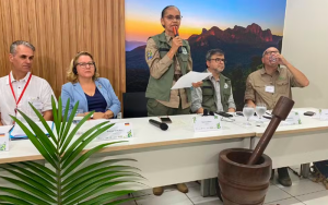 Marina Silvia durante o discurso de inauguração em Santarém — Foto: Kamila Andrade/g1