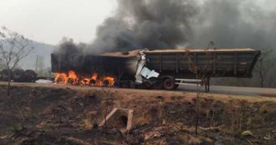 caminhão incendiado