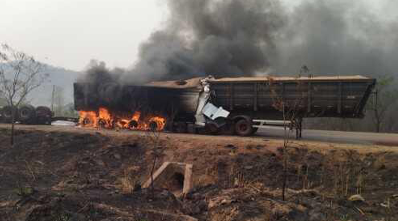 caminhão incendiado