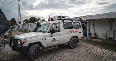 MSF Ambulance at Tabarre hospital.