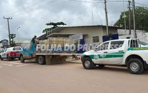 Secretaria de Meio Ambiente fiscaliza o veiculo apreendido.
