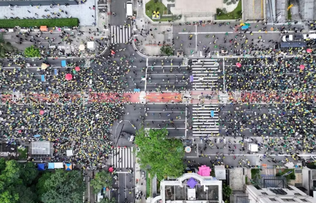 Foto usada na contagem de pessoas no ato na Paulista pró-anistia — Foto: Reprodução/Monitor do Debate Político no Meio Digital & More in Common