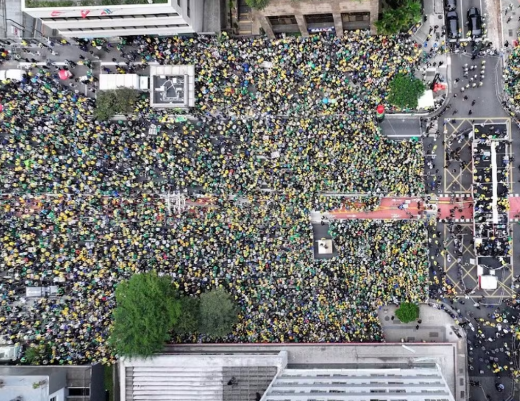 Foto usada na contagem de pessoas no ato na Paulista pró-anistia — Foto: Reprodução/Monitor do Debate Político no Meio Digital & More in Common