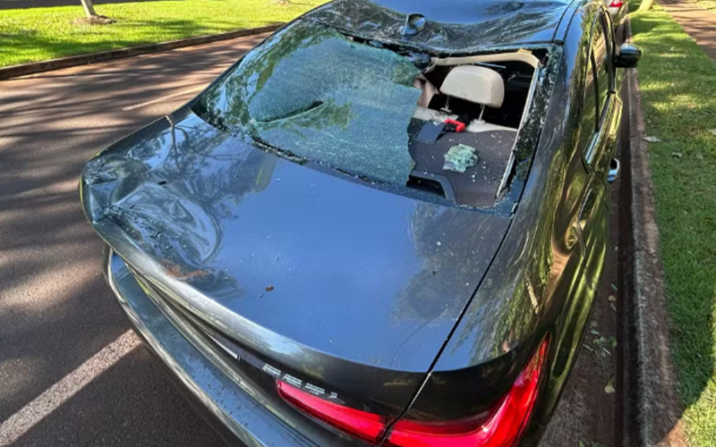 Touro pula em BMW após avançar contra um homem na zona Sul de Ribeirão Preto, SP — Foto: Divulgação