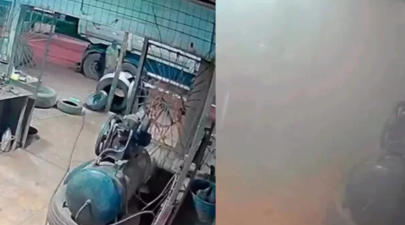 pneu explude em borracharia