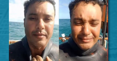 Maikel Araujo dos Santos gravou vídeo em alto mar para se despedir da família após ficar três dias à deriva em lancha próximo ao Porto do Açu — Foto: Reprodução