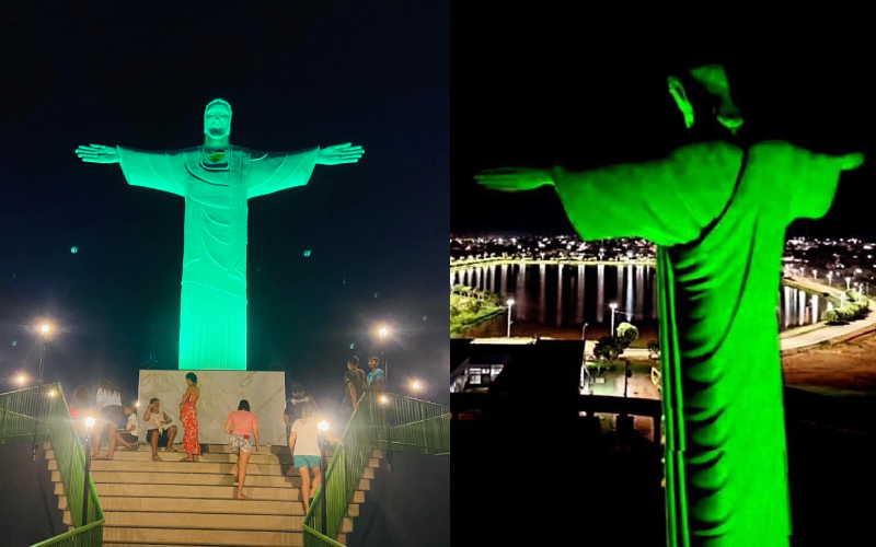 Cristo Redentor no Lago Municipal de Novo Progresso | Foto: Reprodução/Redes Sociais