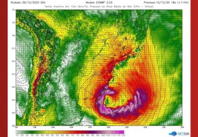 O ciclone de ‘altíssimo risco’ que se aproxima do Rio Grande do Sul