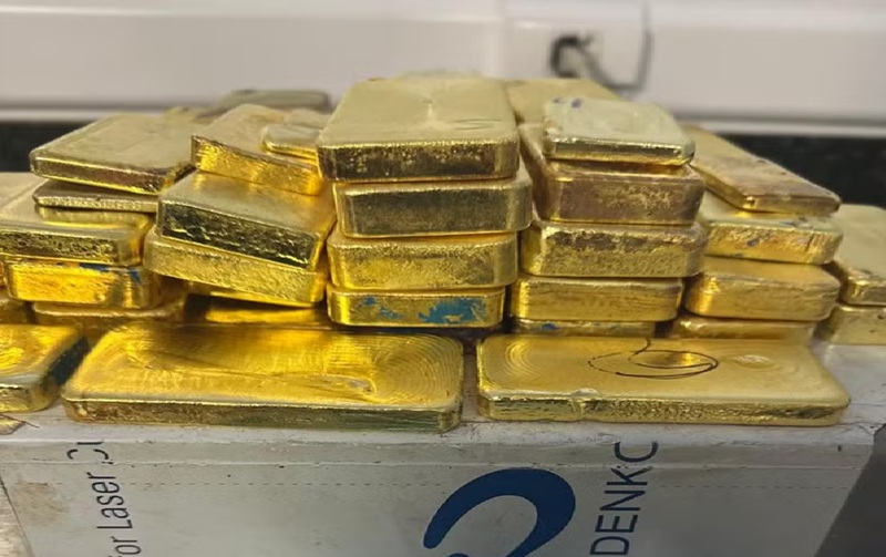 Barras de ouro apreenidas no aeroporto de Boa Vista somam 51,490 kg — Foto: Polícia Federal/Divulgação