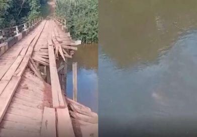 Caçamba cai em rio após ponte ceder em Itaituba