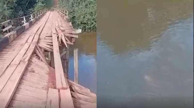 caçamba cai de ponte - Jornal Folha do Progresso (1)